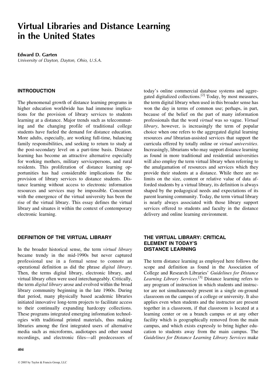 ENCYCLOPEDIA OF LIBRARY AND INFORMATION SCIENCE, SECOND EDITION by Edward D. Garten