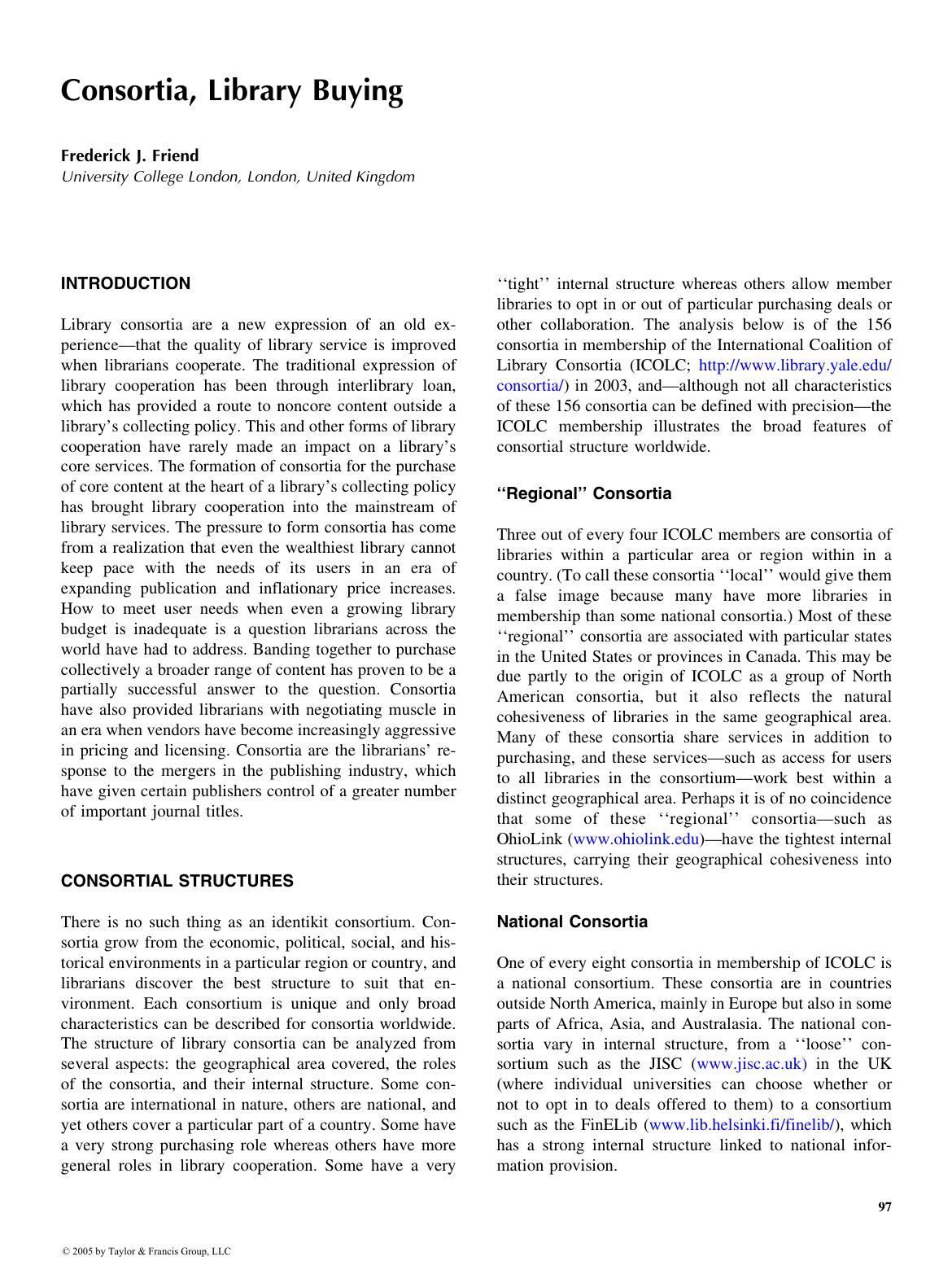 ENCYCLOPEDIA OF LIBRARY AND INFORMATION SCIENCE, SECOND EDITION by Frederick J. Friend
