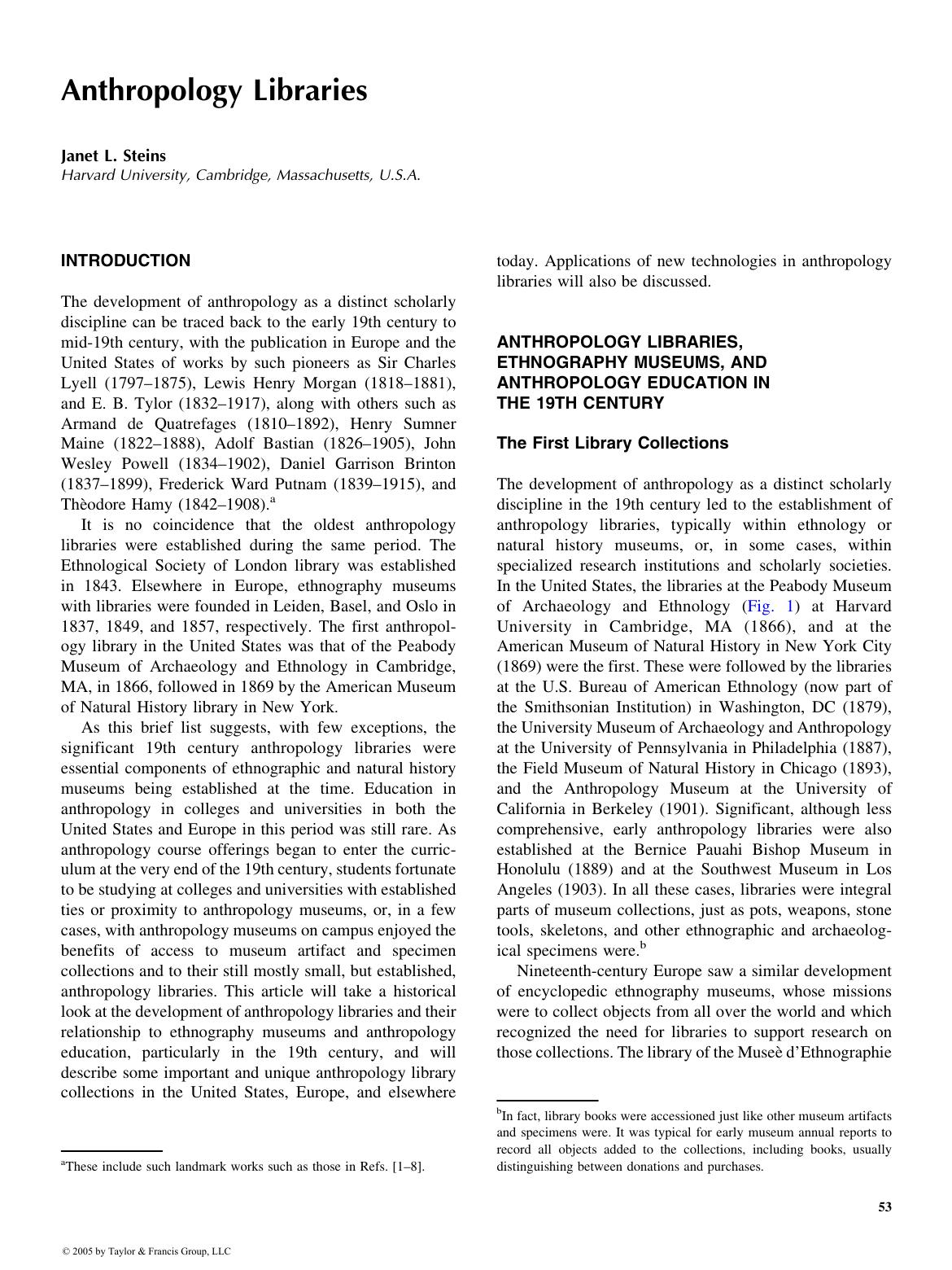 ENCYCLOPEDIA OF LIBRARY AND INFORMATION SCIENCE, SECOND EDITION by Janet L. Steins