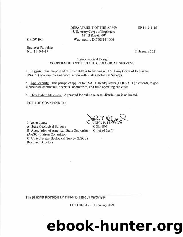 EP 1110-1-15, Cooperation with State Geological Surveys by CECW-EC