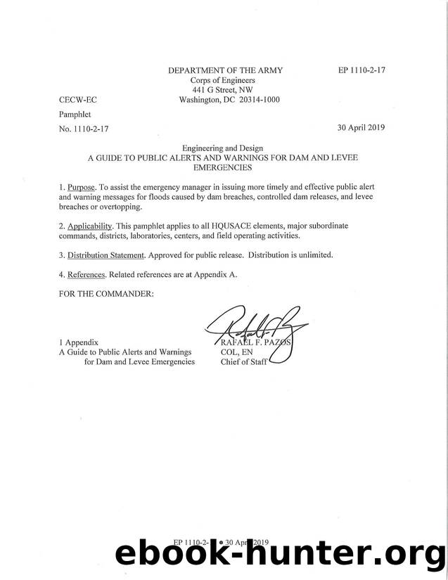 EP 1110-2-17, A Guide to Public Alerts and Warnings for Dam and Levee Emergencies by CECW-EC