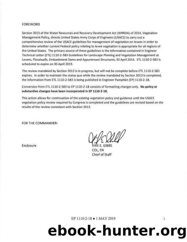 EP 1110-2-18, Guidelines for Landscape Planting And Vegetation Management At Levees, Floodwalls, Embankment Dams, And Appurtenant Structures by CECW-CE