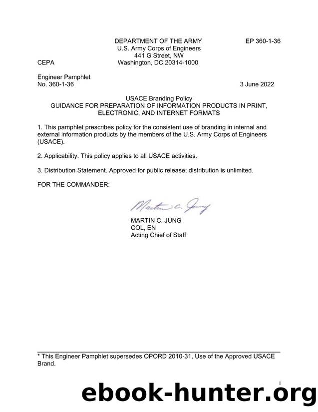 EP 360-1-36, Guidance for Preparation of Information Products in Print, Electronic and Internet Formats. by CEPA: Costlow William R CIV USARMY USACE (USA)