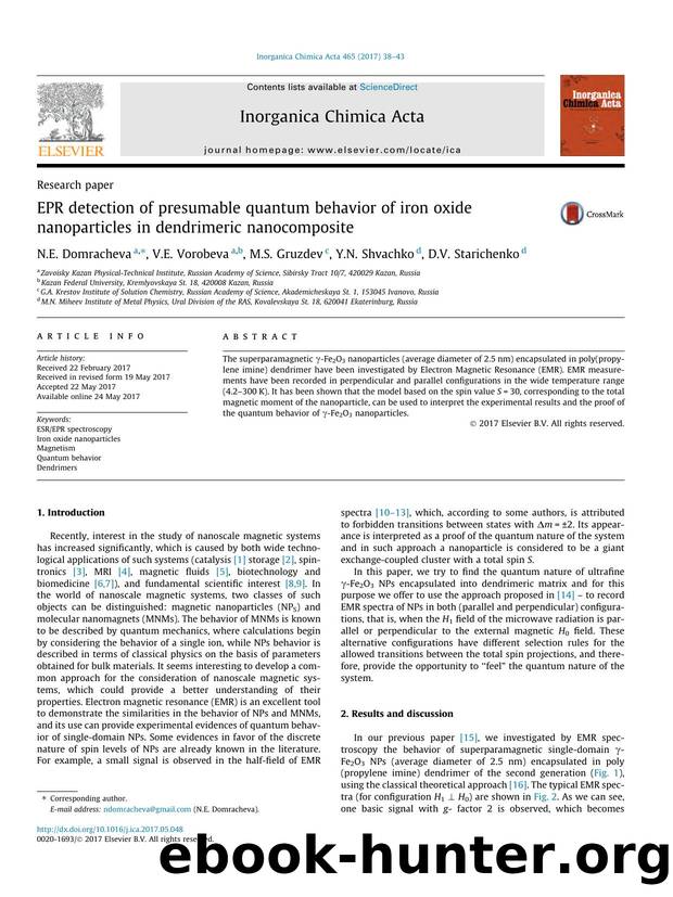 EPR detection of presumable quantum behavior of iron oxide nanoparticles in dendrimeric nanocomposite by N.E. Domracheva & V.E. Vorobeva & M.S. Gruzdev & Y.N. Shvachko & D.V. Starichenko