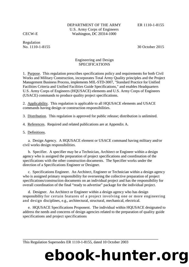 ER 1110-1-8155 - Engineering and Design: Specification by CECW-E