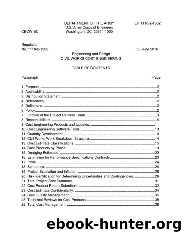 ER 1110-2-1302 - Civil Works Cost Engineering by CECW-EC