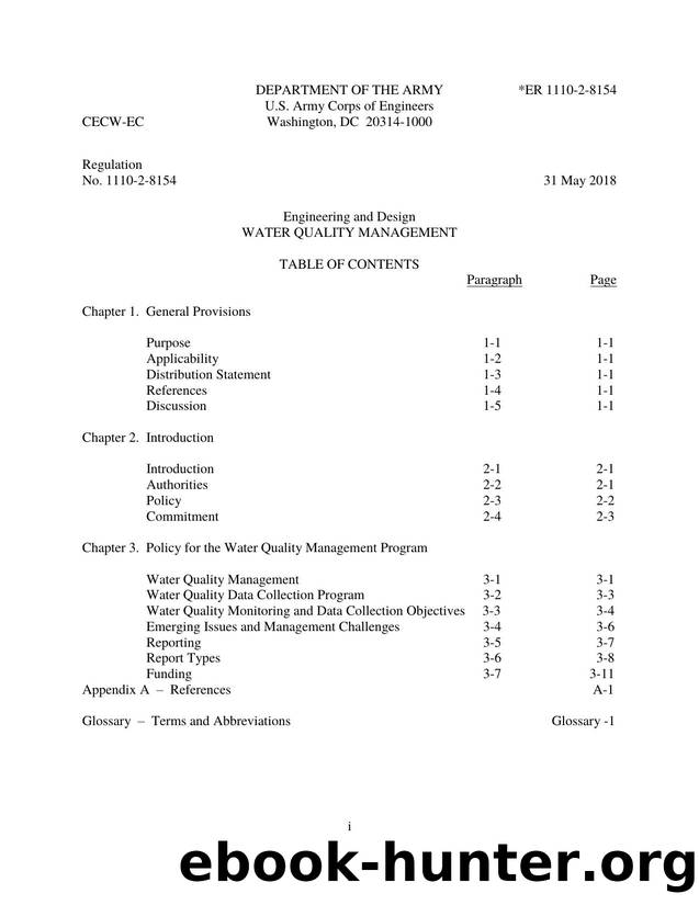 ER 1110-2-8154, WATER QUALITY MANAGEMENT by CECW-EC