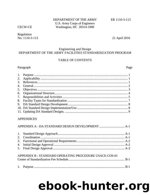 ER 1110-3-113 - Department of the Army Facilities Standardization Program by CECW-CE