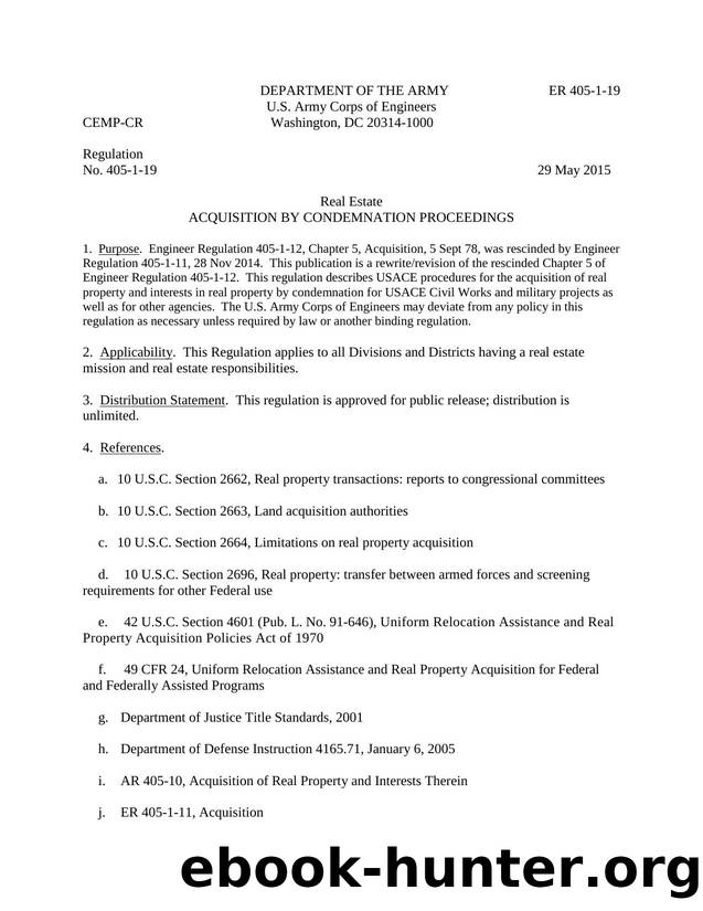 ER 405-1-19 - Acquisition by Condemnation Proceedings by CEMP-CR