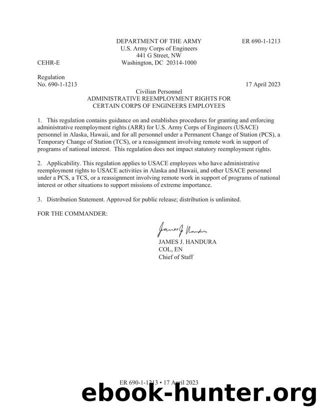 ER 690-1-1213 by Dent Shelia R CIV USARMY CEHQ (US)