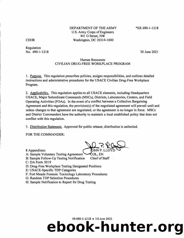 ER 690-1-1218, Civilian Drug-Free Workplace Program. by CEHR