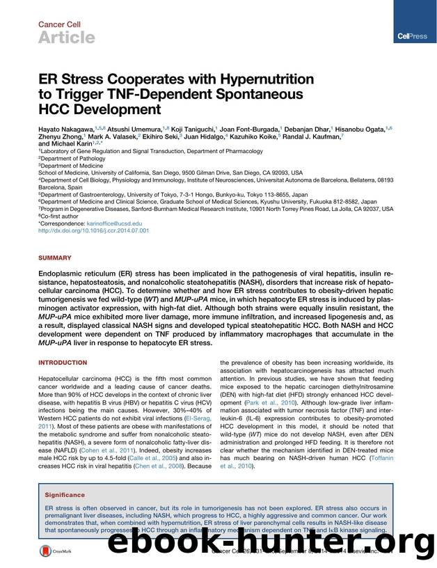 ER Stress Cooperates with Hypernutrition to Trigger TNF-Dependent Spontaneous HCC Development by unknow