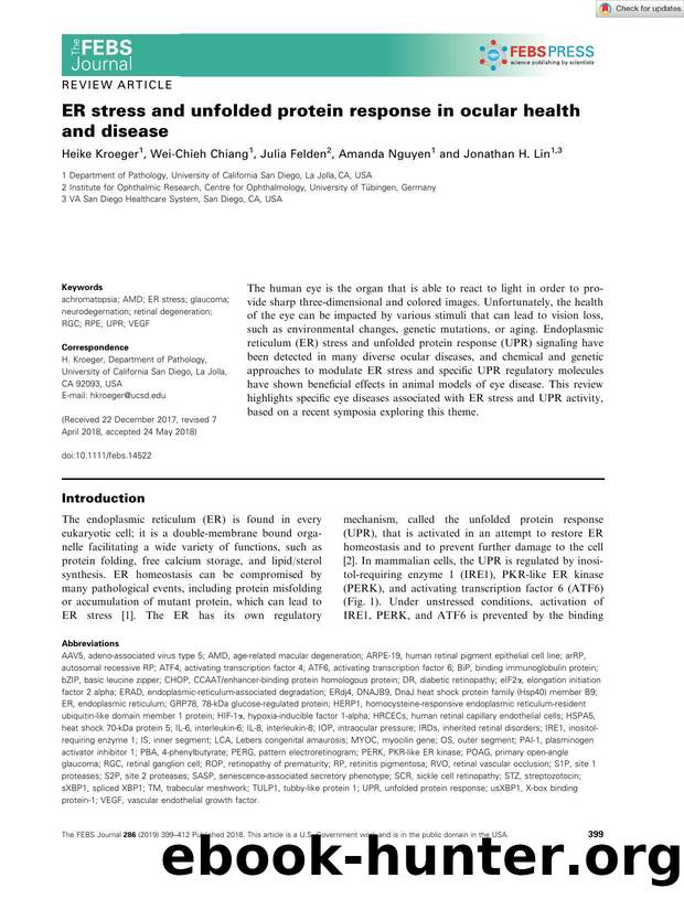 ER stress and unfolded protein response in ocular health and disease by Unknown