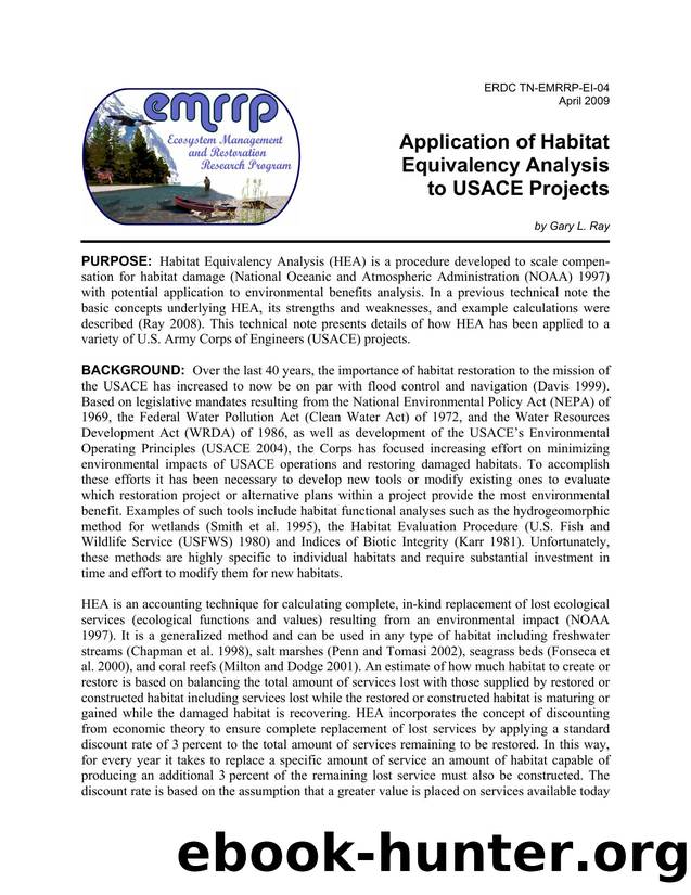 ERDCTN EMRRP-EI-04, Application of Habitat Equivalency Analysis of USACE Projects by Gary L. Ray