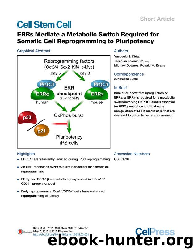 ERRs Mediate a Metabolic Switch Required for Somatic Cell Reprogramming to Pluripotency by unknow