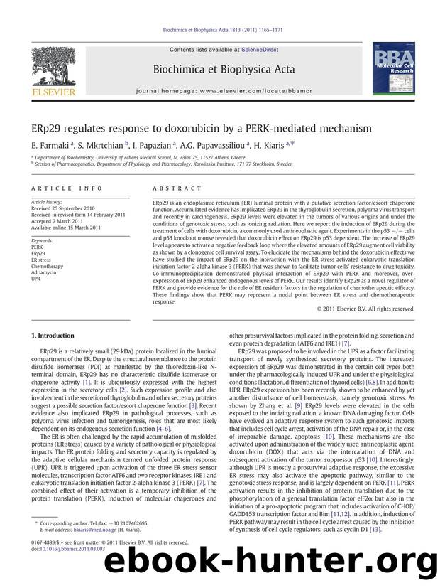 ERp29 regulates response to doxorubicin by a PERK-mediated mechanism by E. Farmaki
