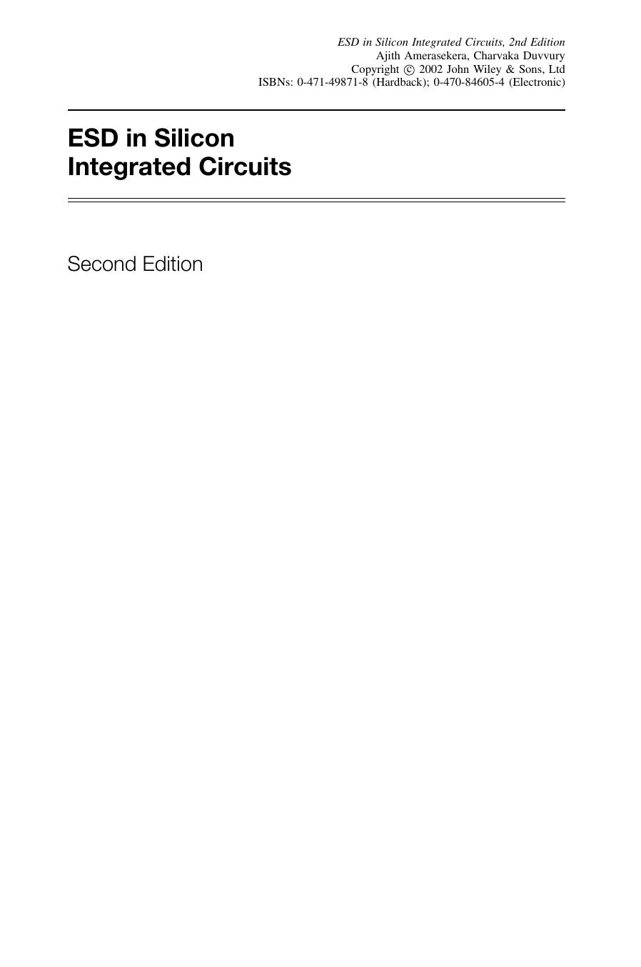 ESD in Silicon Integrated Circuits by E. Ajith Amerasekera Charvaka Duvvury