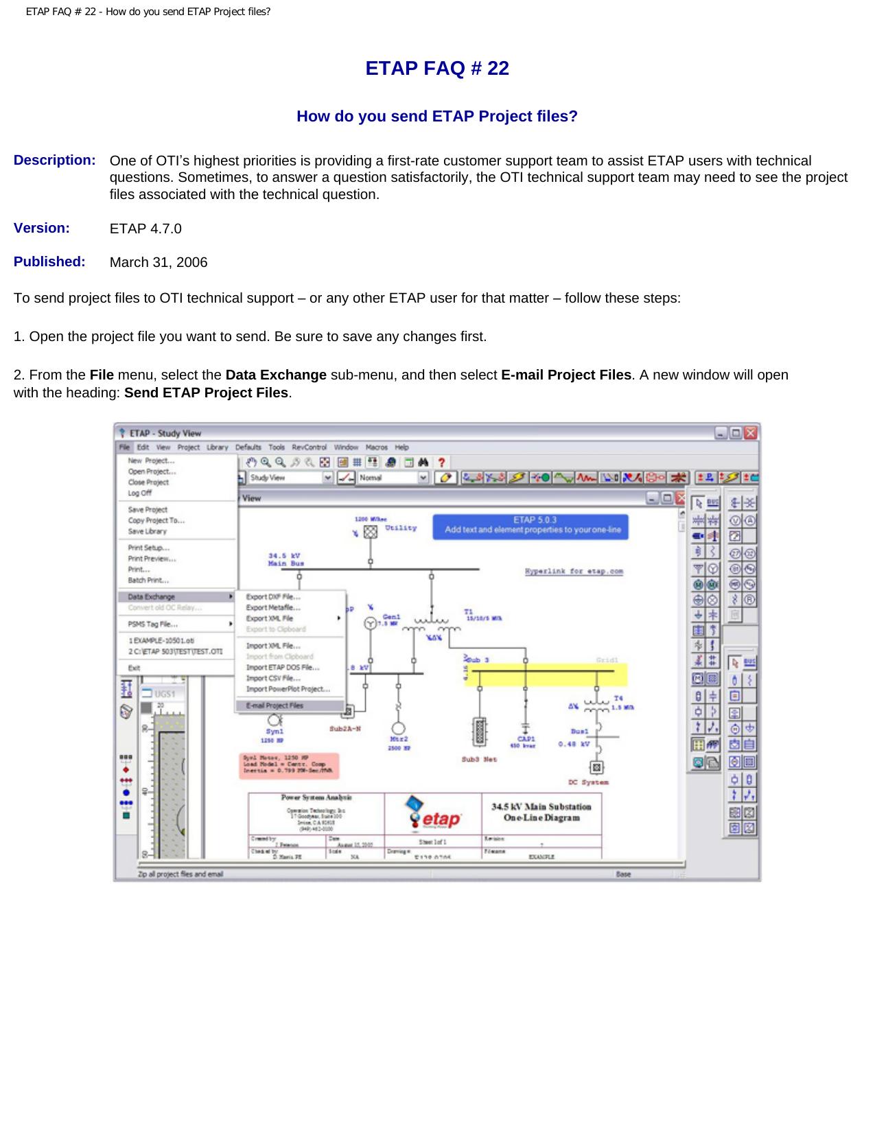 ETAP FAQ # 22 - How do you send ETAP Project files? by Sending Project Files