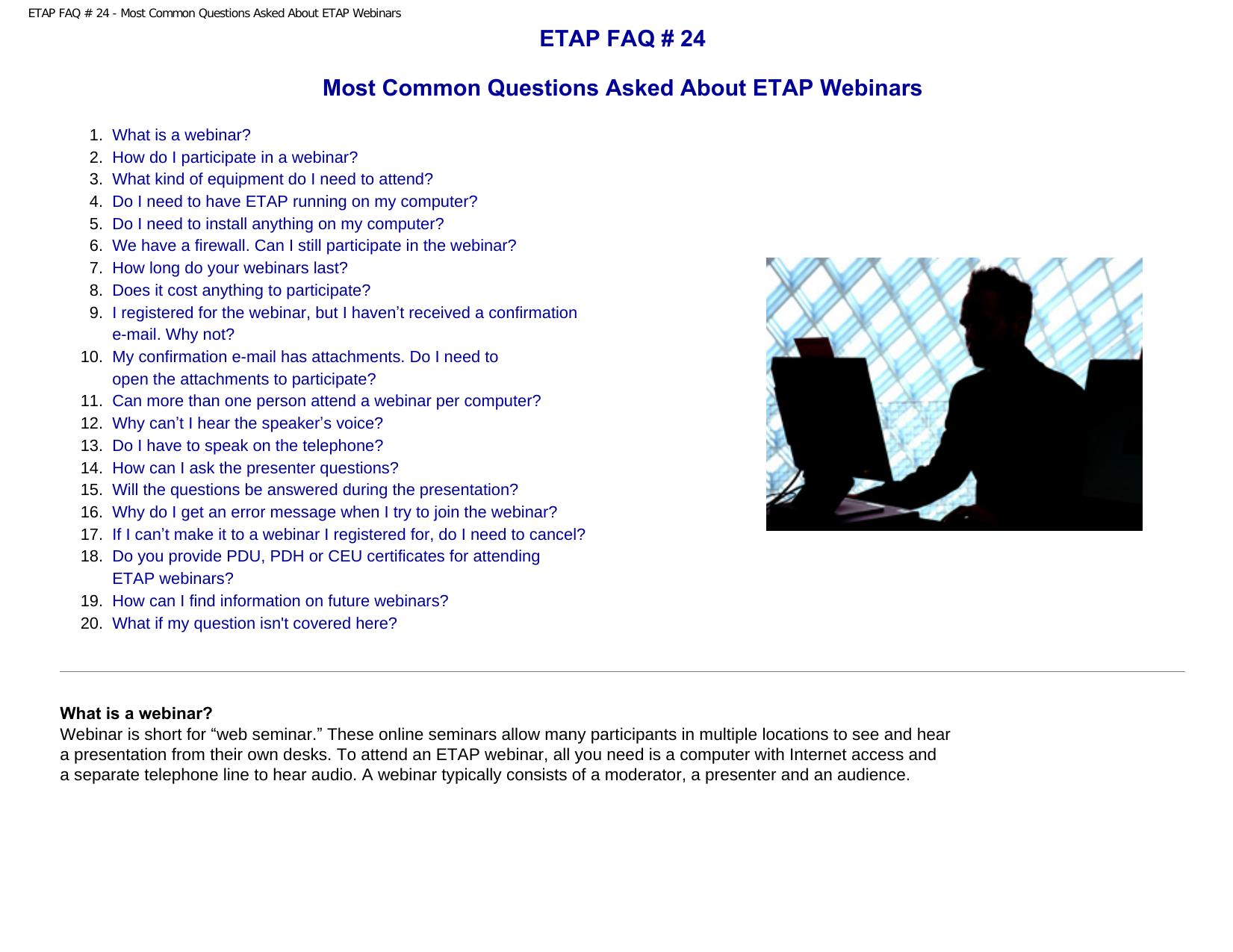 ETAP FAQ # 24 - Most Common Questions Asked About ETAP Webinars by ETAP