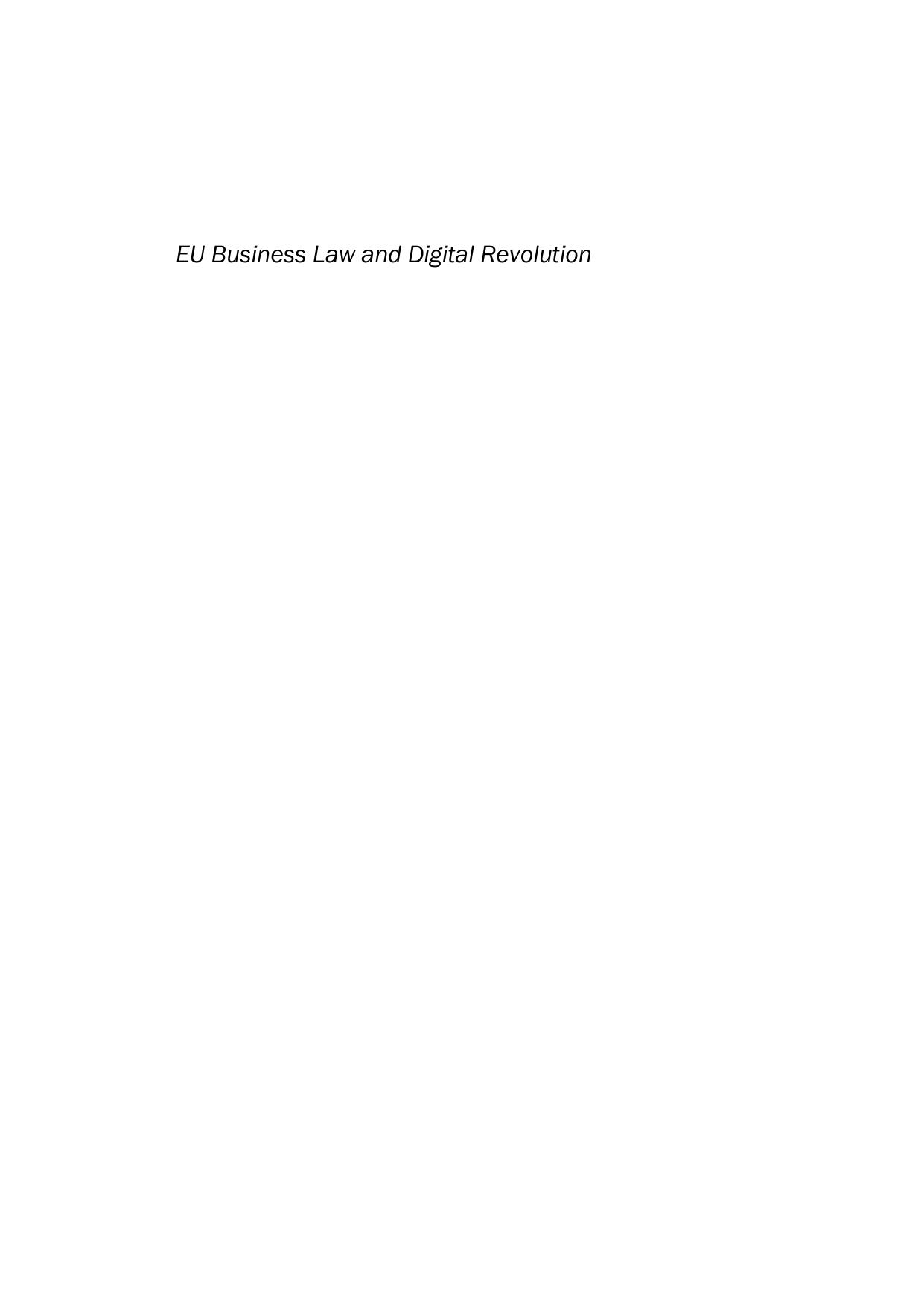 EU Business Law and Digital Revolution by Glavanits Judit; Horvathy Balazs; Knapp Laszlo (eds.)