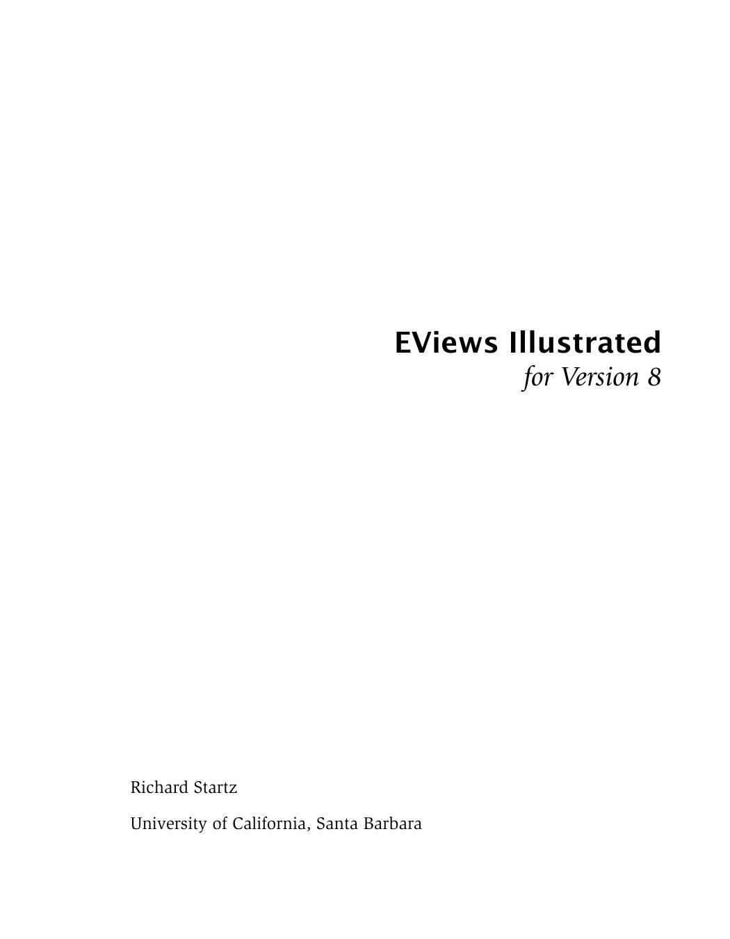 EViews Illustrated for Version 8 by Startz R