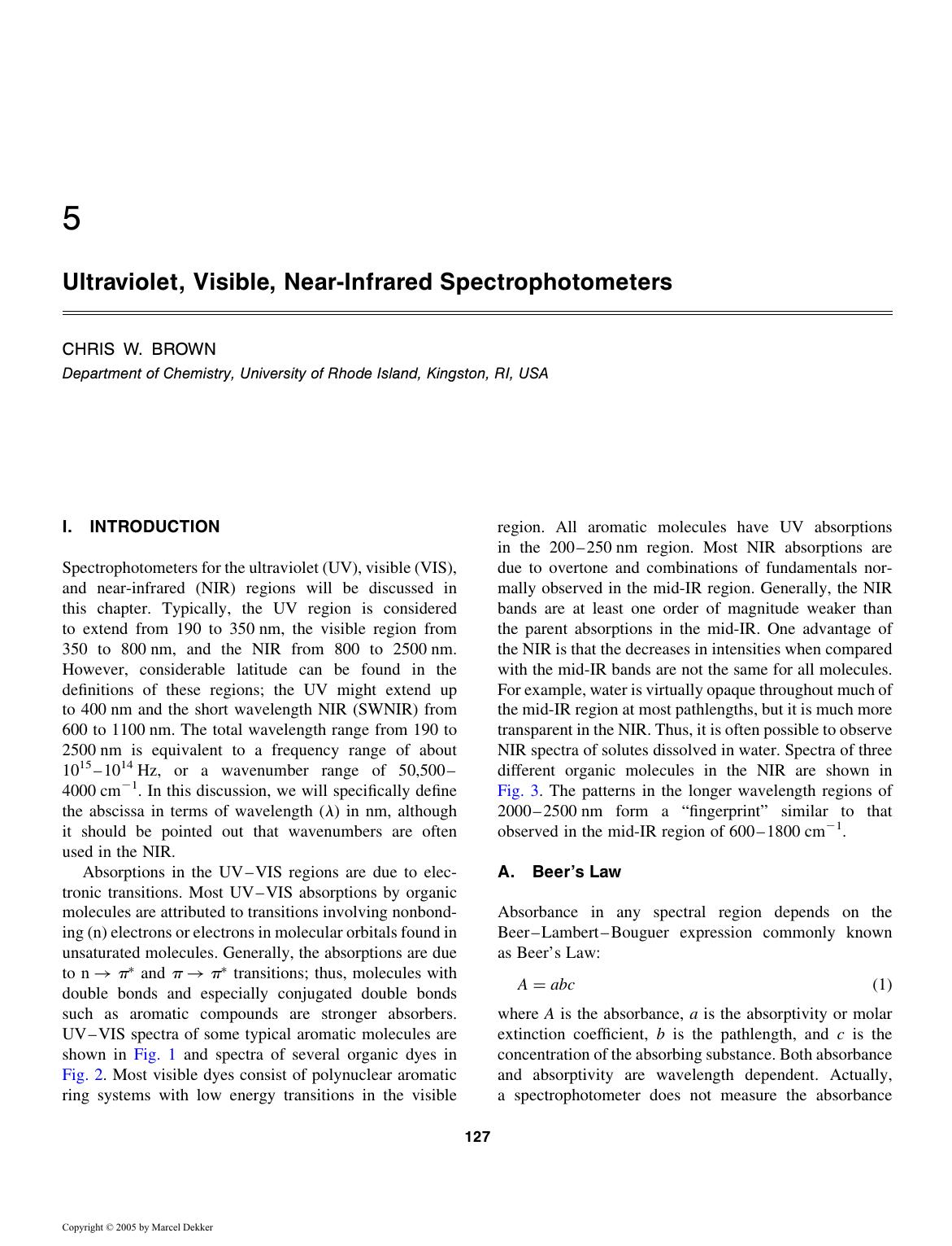 EWINGâS ANALYTICAL INSTRUMENTATION HANDBOOK, THIRD EDITION by CHRIS W. BROWN