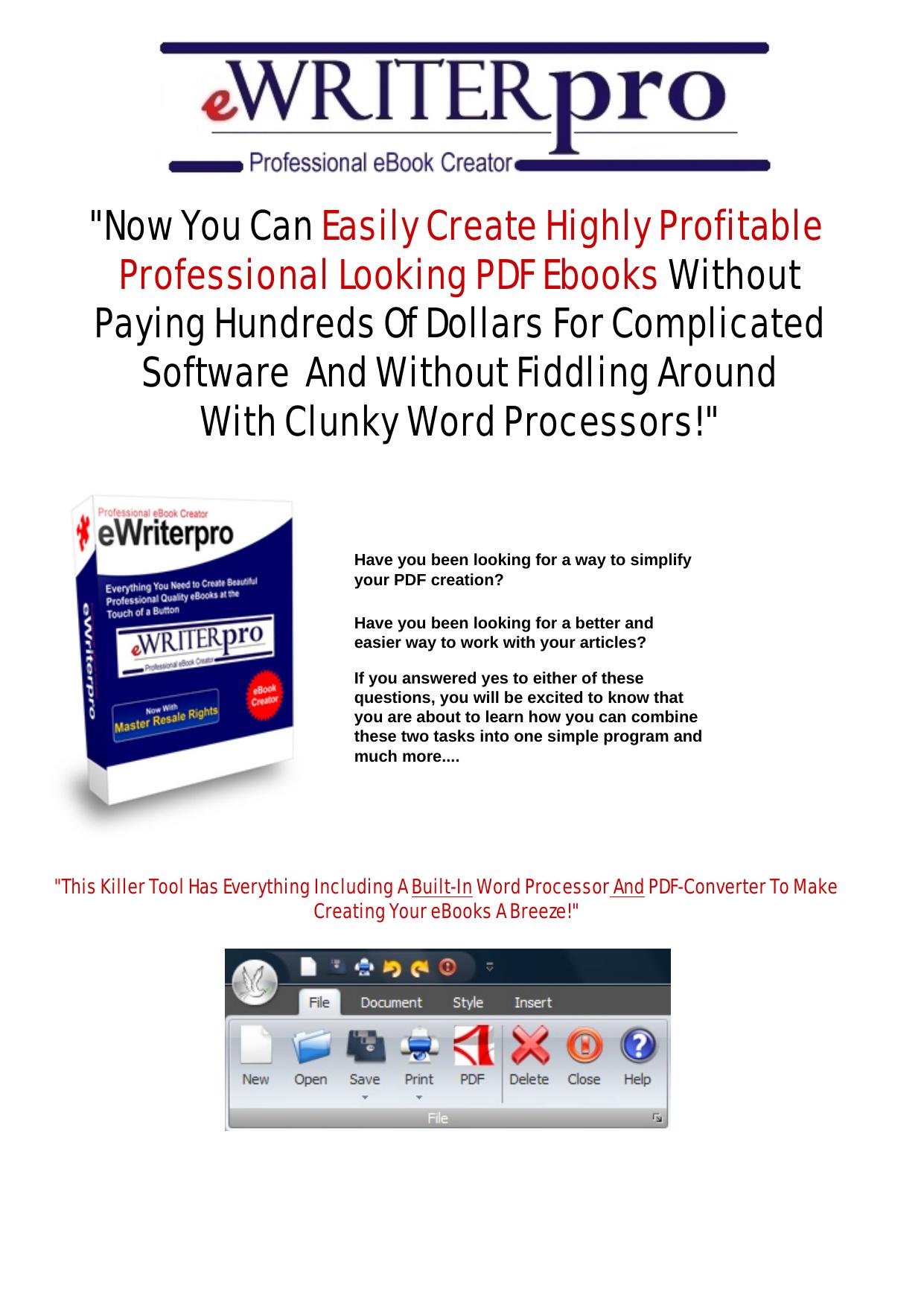 EWriter Pro- Professional Ebook And Article Creation Software. by Best of Kuszter's Collection