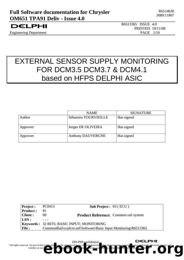 EXTERNAL SENSOR SUPPLY MONITORING by Sébastien TOURVIEILLE