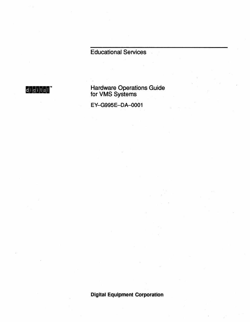 EY-G995E-DA-0001 Hardware Operations Guide for VMS Systems Oct91 by Unknown