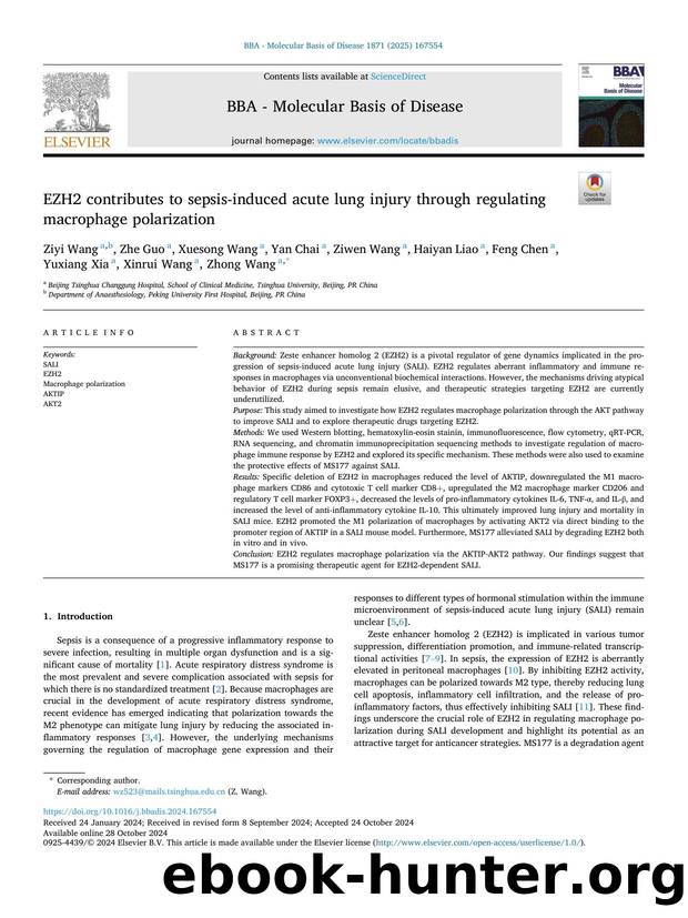 EZH2 contributes to sepsis-induced acute lung injury through regulating macrophage polarization by unknow
