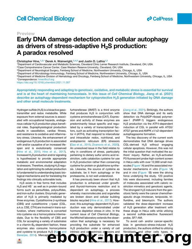 Early DNA damage detection and cellular autophagy as drivers of stress-adaptive H2S production: A paradox resolved by Christopher Hine & Derek A. Wainwright & Justin D. Lathia