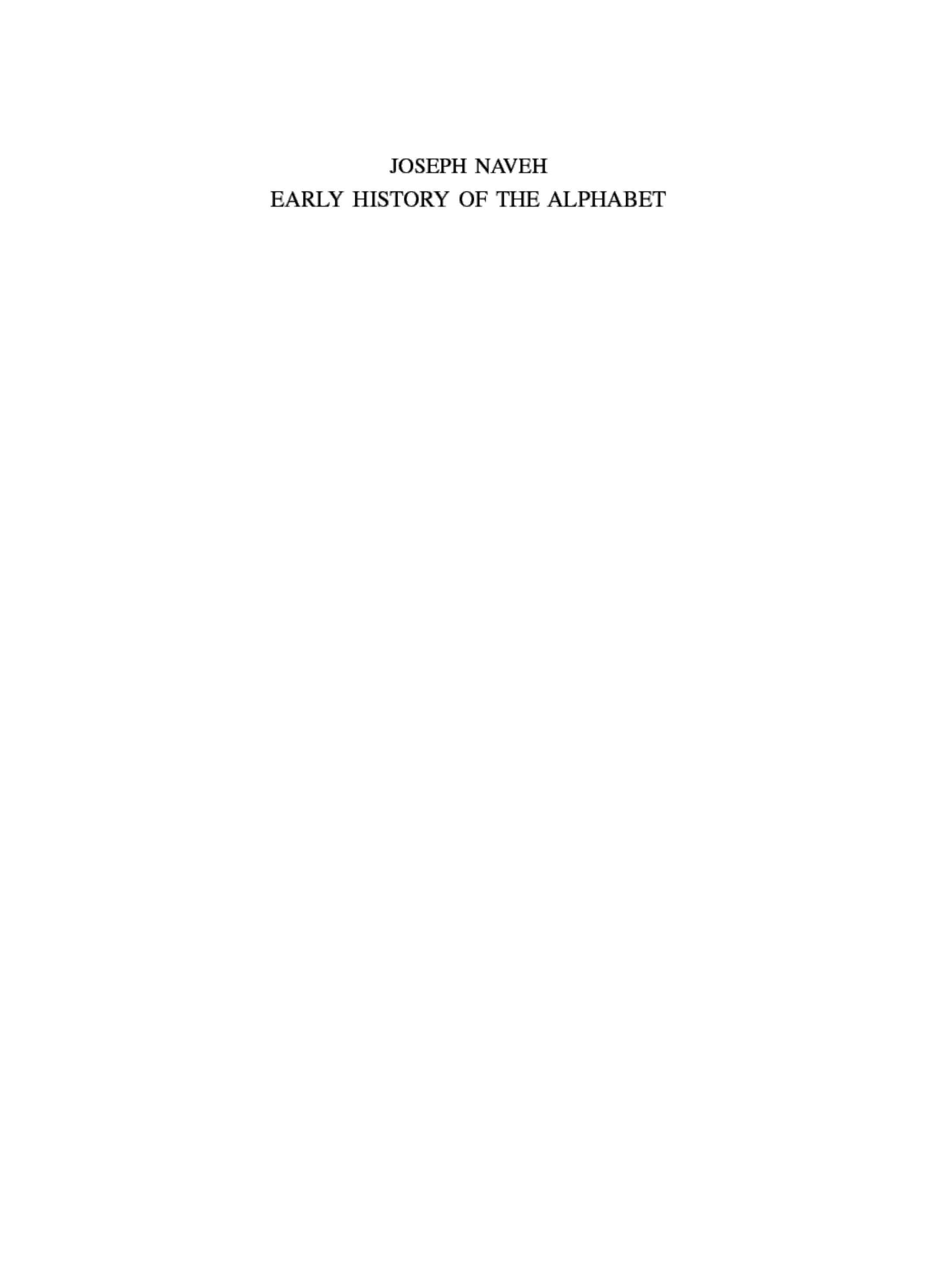 Early History of the Alphabet by Joseph Naveh
