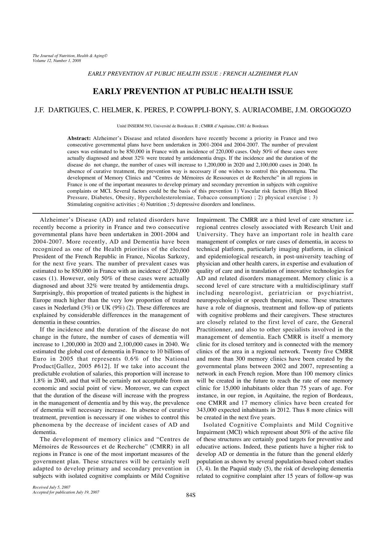 Early prevention at public health issue by Unknown