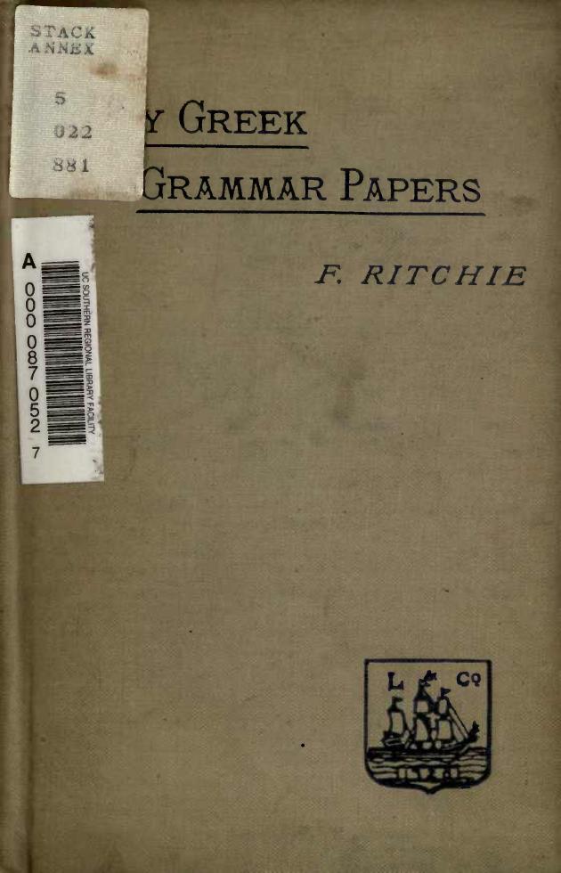 Easy Greek Grammar Papers by Ritchie F