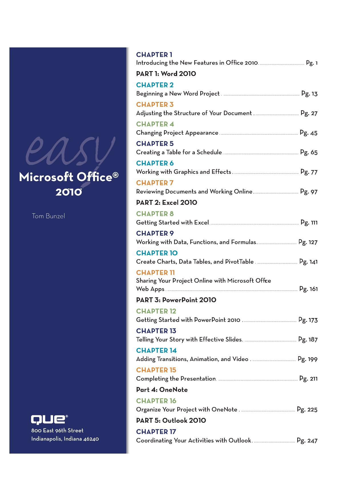 Easy Microsoft Office 2010 by Tom Bunzel
