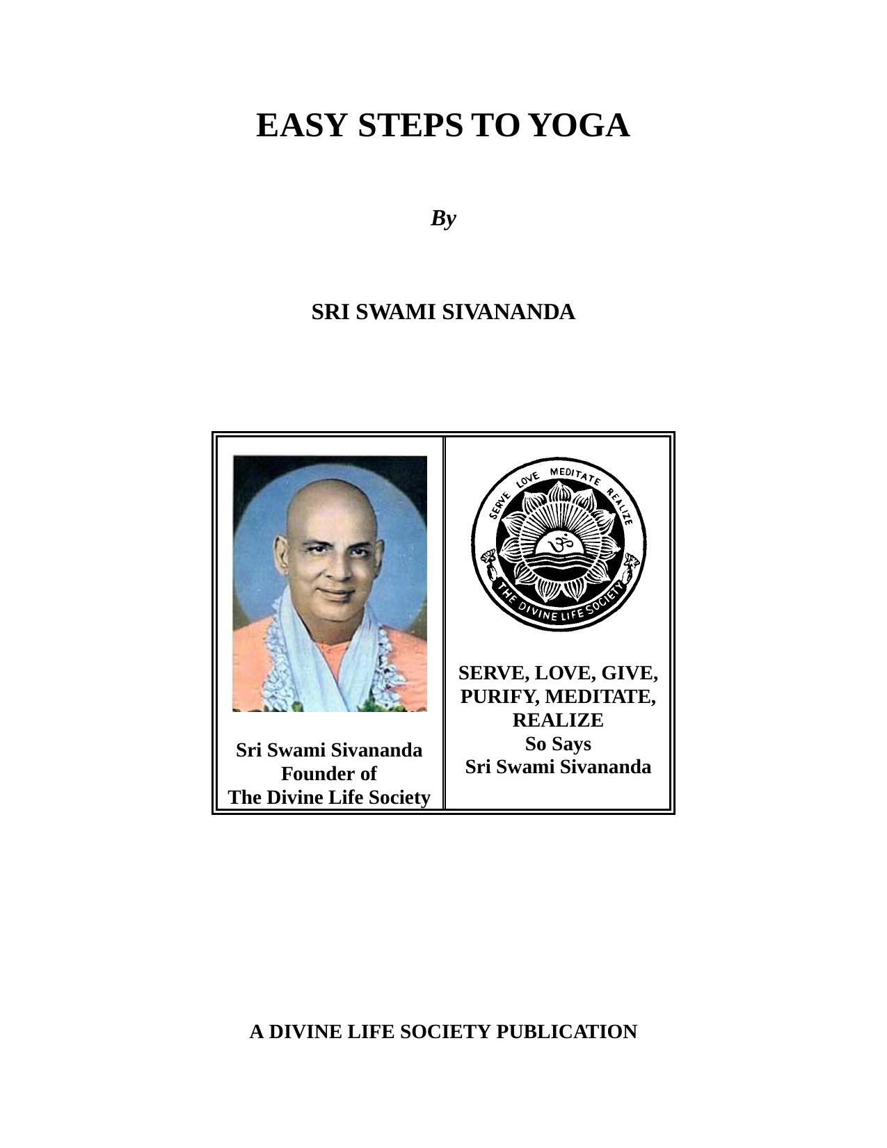 Easy Steps to Yoga by Swami Sivananda