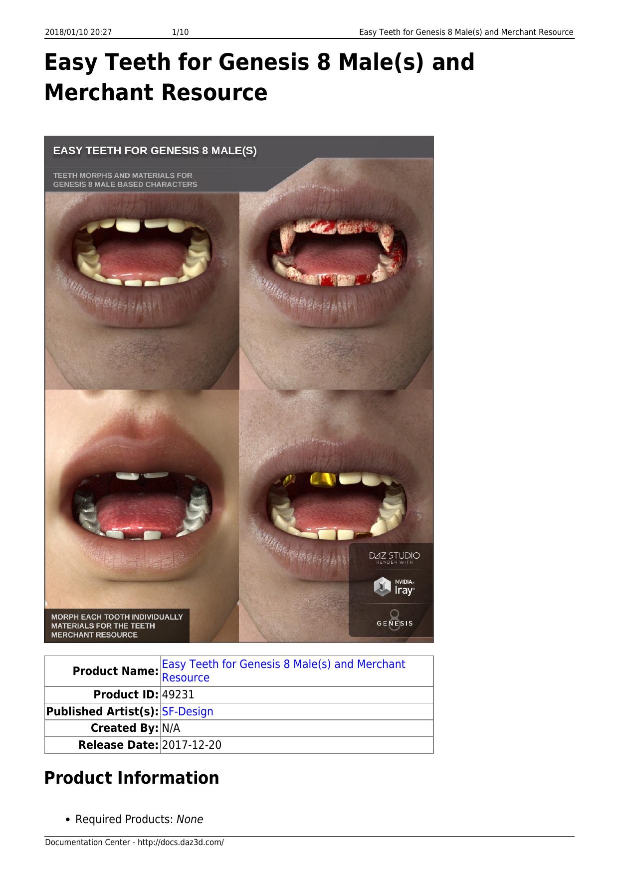 Easy Teeth for Genesis 8 Male(s) and Merchant Resource by Unknown