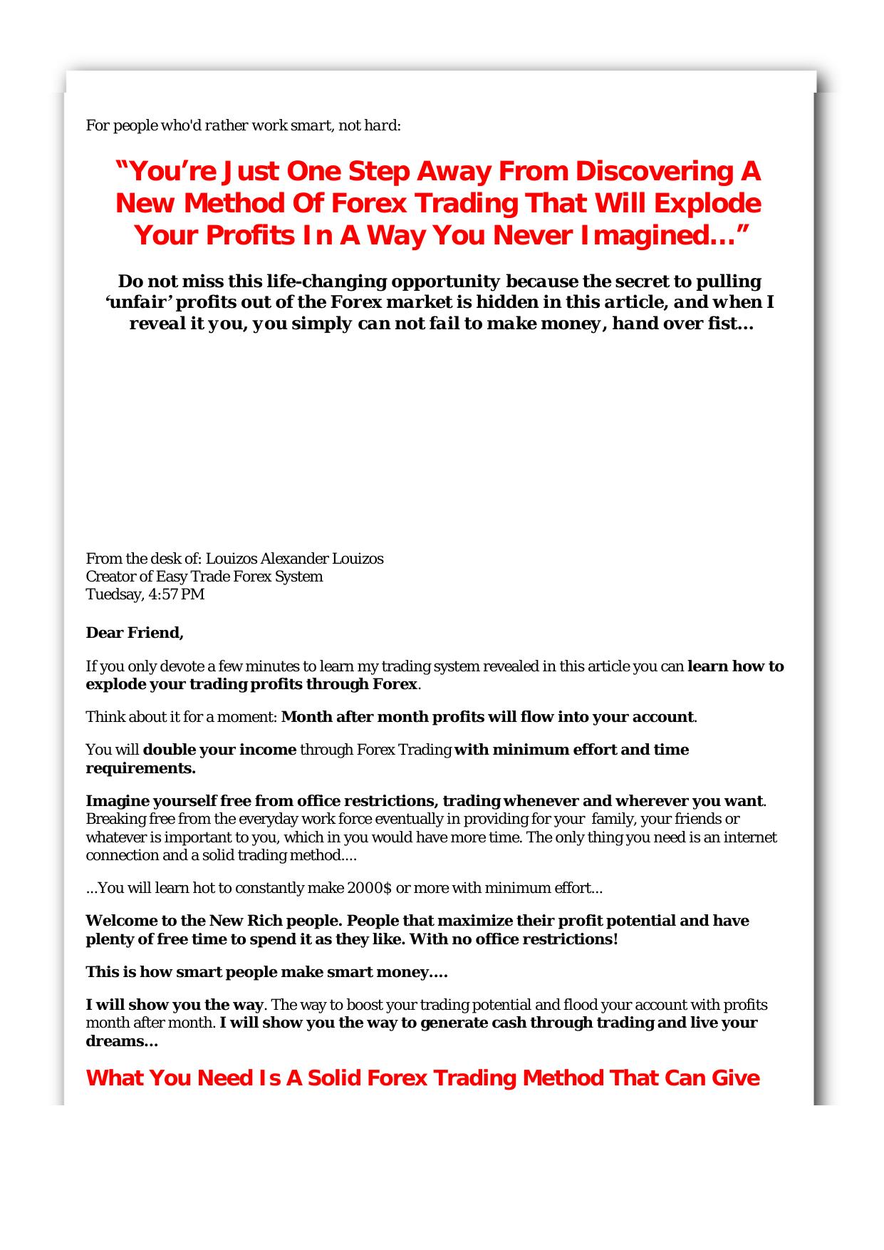 Easy Trade Forex System. by Best of Kuszter's Collection