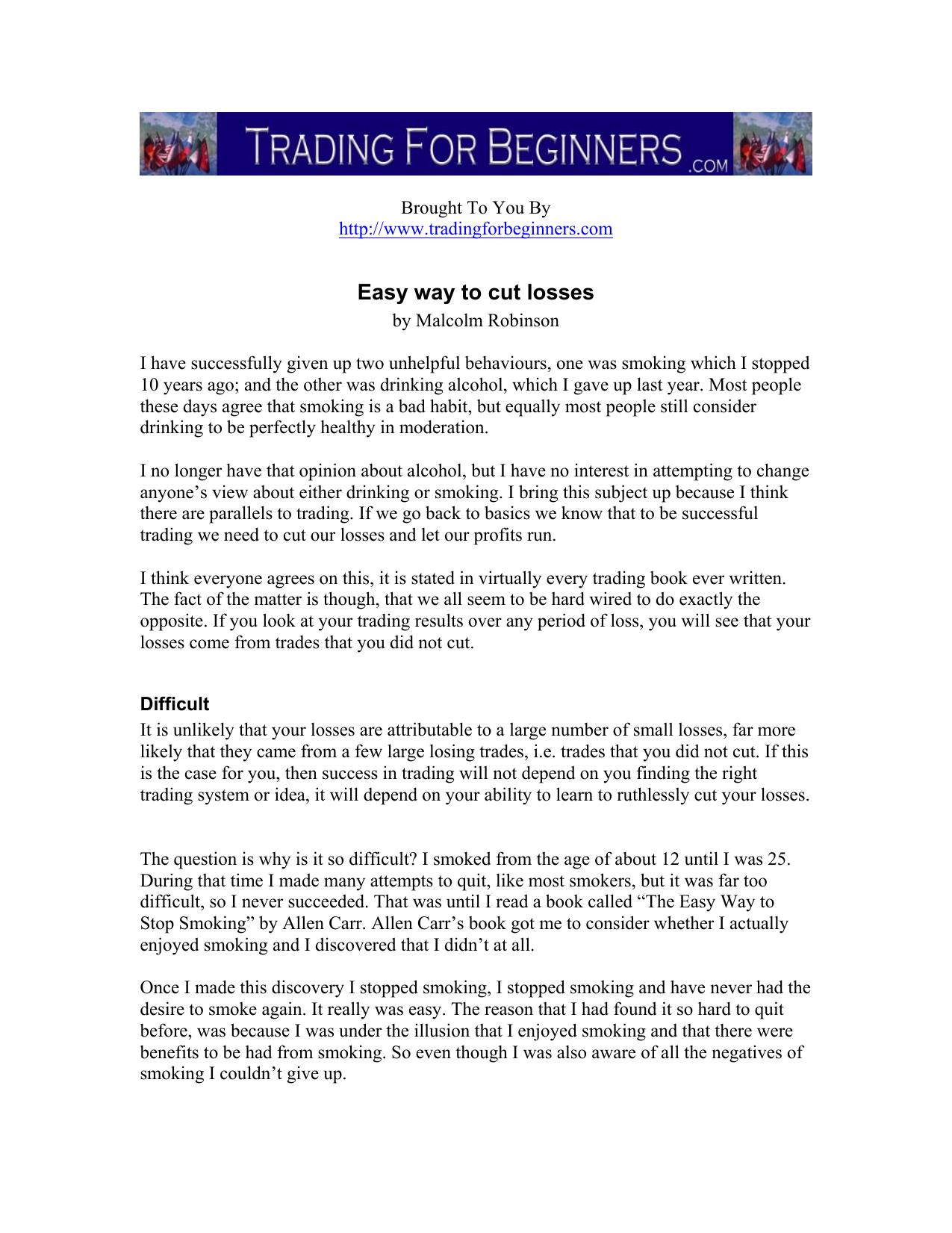 Easy way to cut losses by Mark McRae