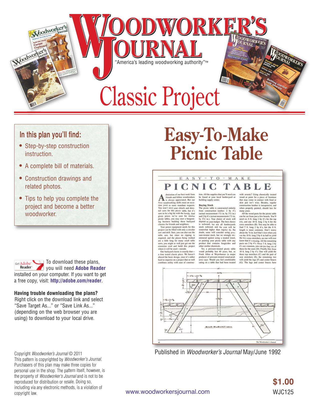 Easy-To-Make Picnic Table by Unknown
