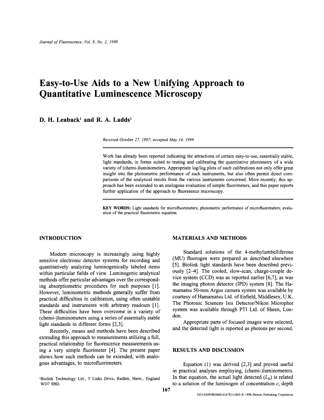 Easy-to-Use Aids to a New Unifying Approach to Quantitative Luminescence Microscopy by Unknown