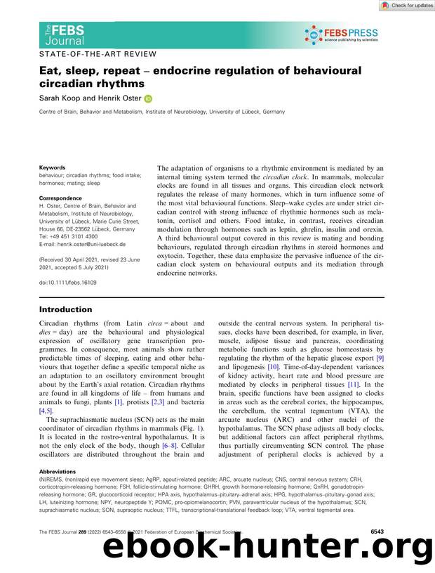Eat, sleep, repeat â endocrine regulation of behavioural circadian rhythms by Unknown