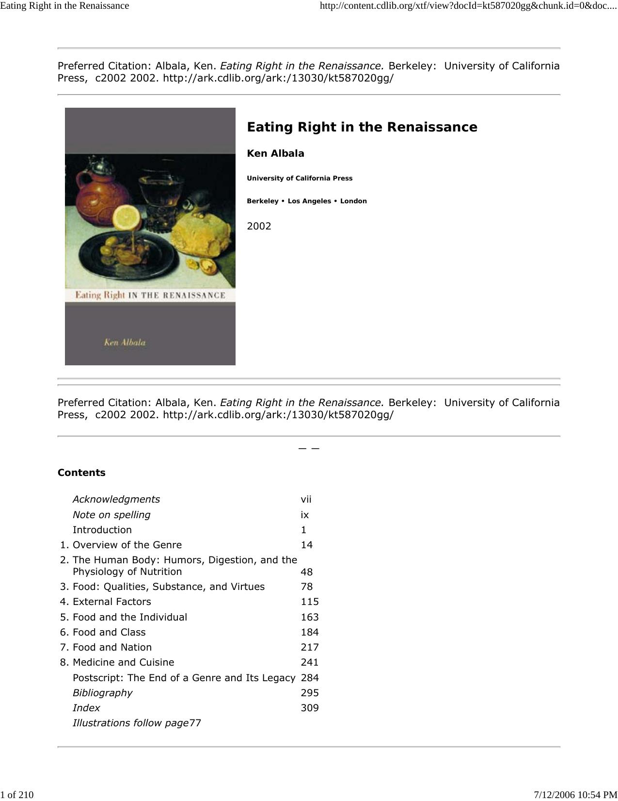 Eating Right in the Renaissance by Master Clark