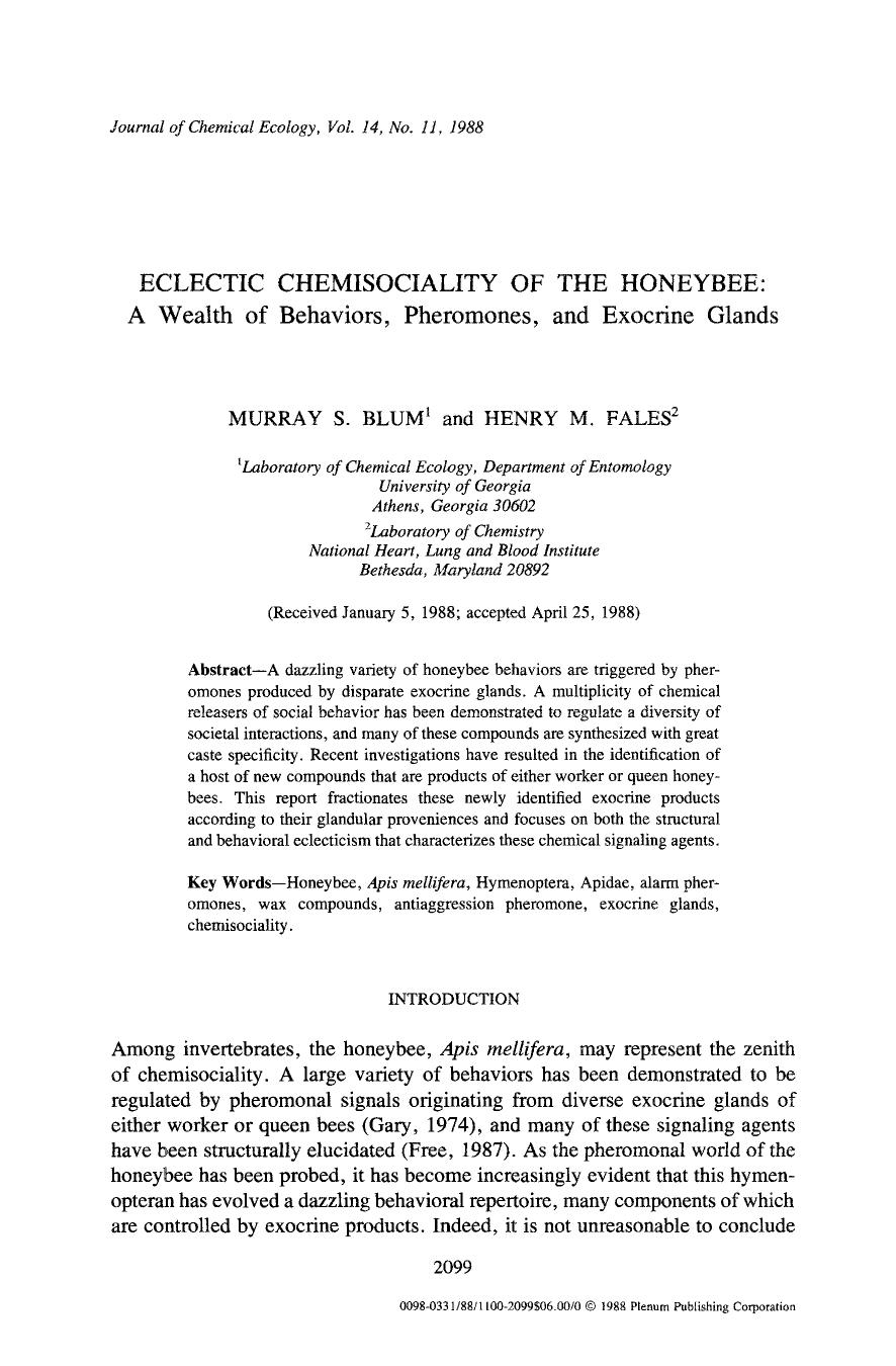 Eclectic chemisociality of the honeybee by Unknown