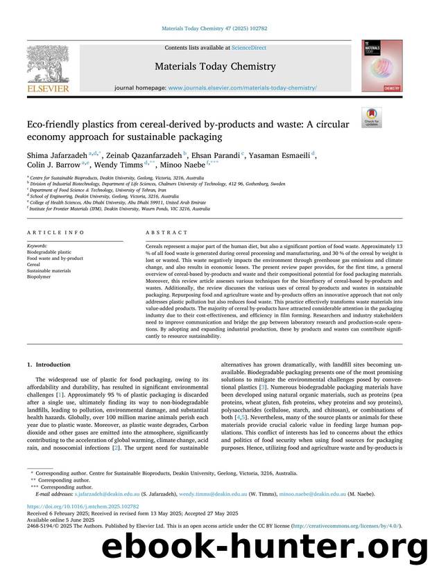Eco-friendly plastics from cereal-derived by-products and waste: A circular economy approach for sustainable packaging by unknow