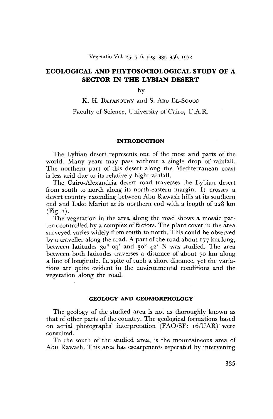 Ecological and phytosociological study of a sector in the Lybian desert by Unknown