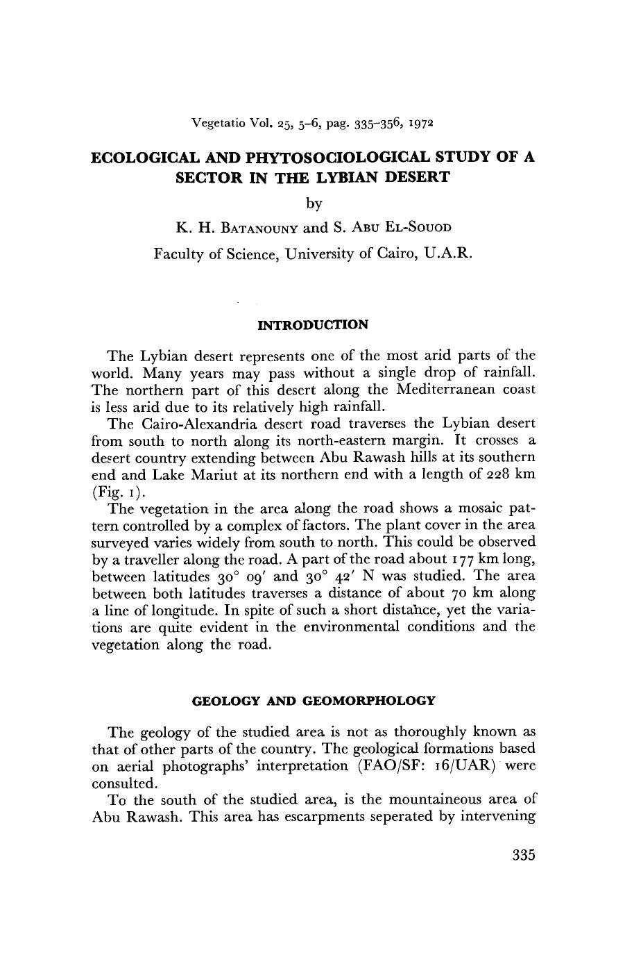 Ecological and phytosociological study of a sector in the lybian desert by Unknown