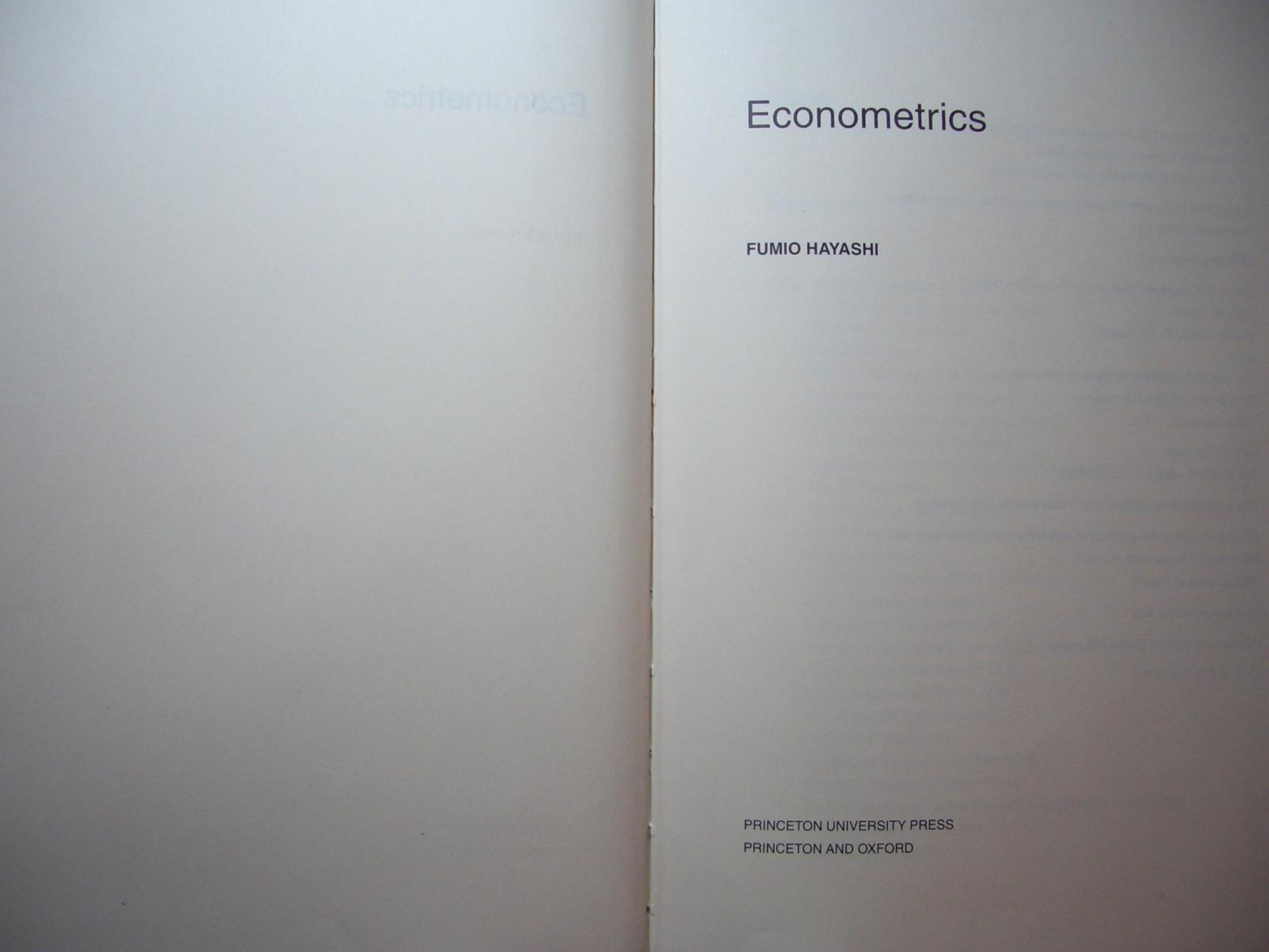 Econometrics by Hayashi Fumio
