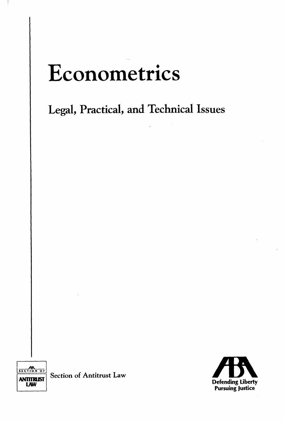 Econometrics: Legal, Practical and Technical Issues by Unknow