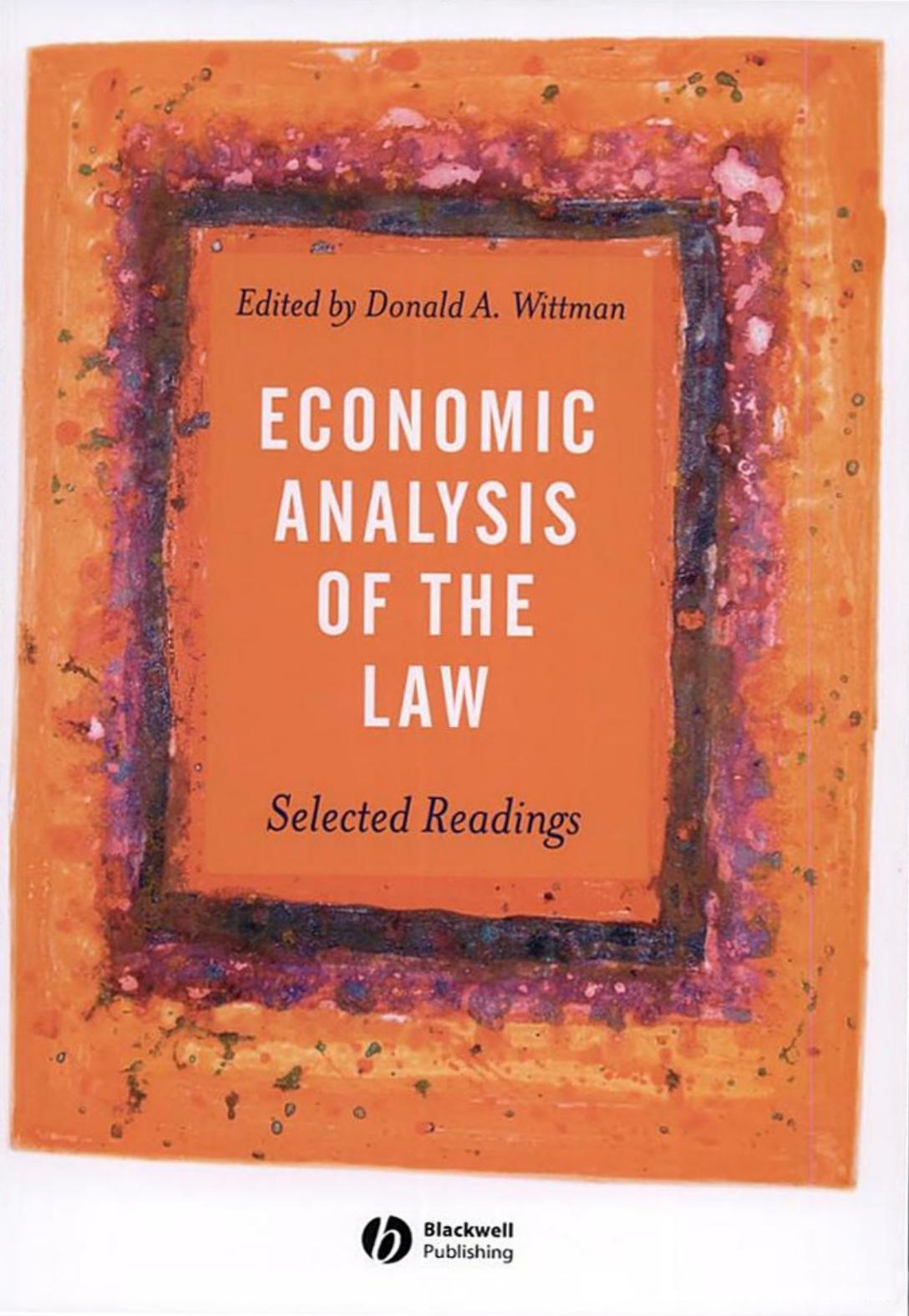 Economic Analysis of the Law: Selected Readings by Donald A. Wittman
